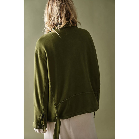 Free People Rebel Rebel Knit Moto Jacket Green SIze small - Picture 4 of 15